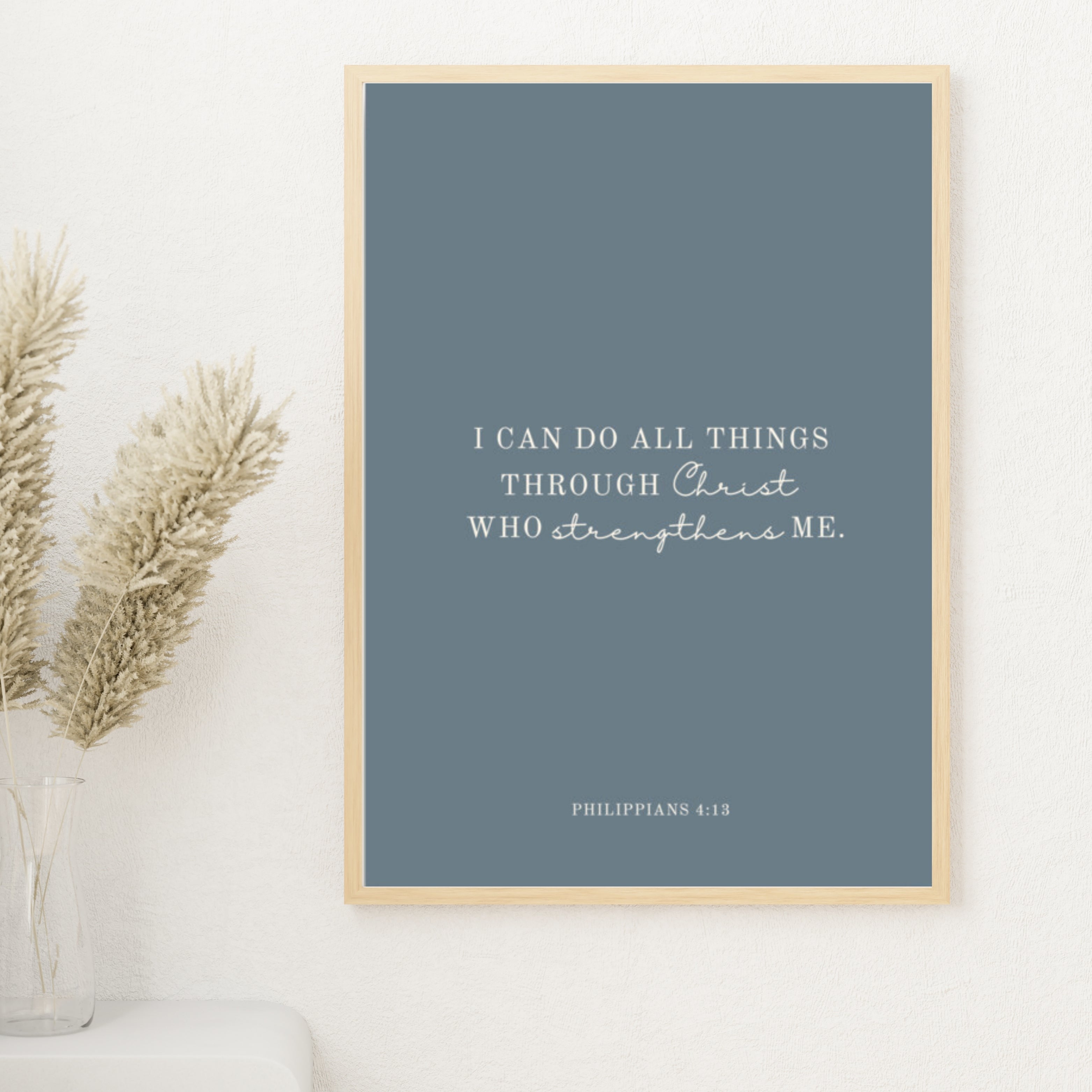 Philippians 4:13 Print - Light Blue Background