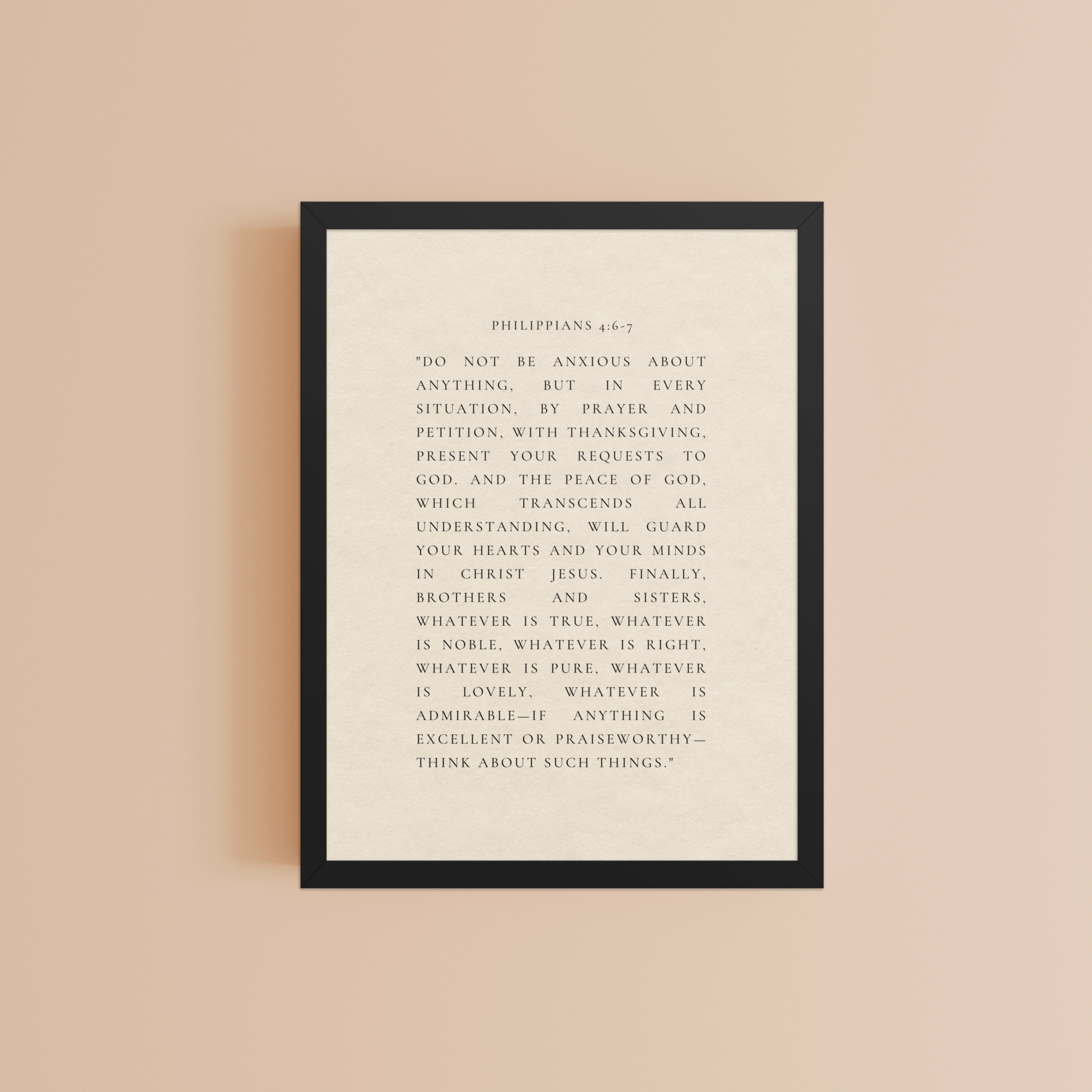 Philippians 4:6-7 on Beige Background