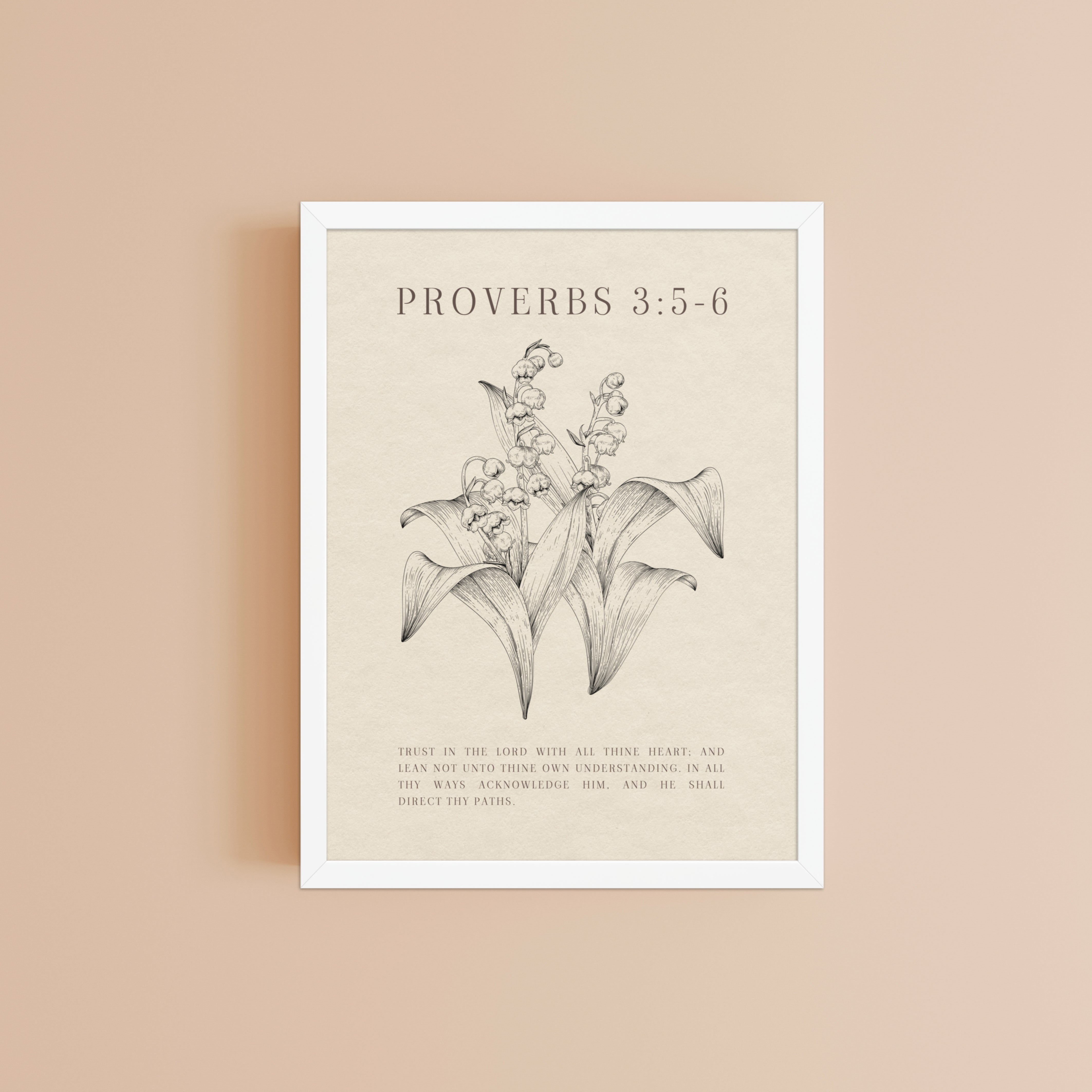 Proverbs 3:5-6 Floral On Beige Background