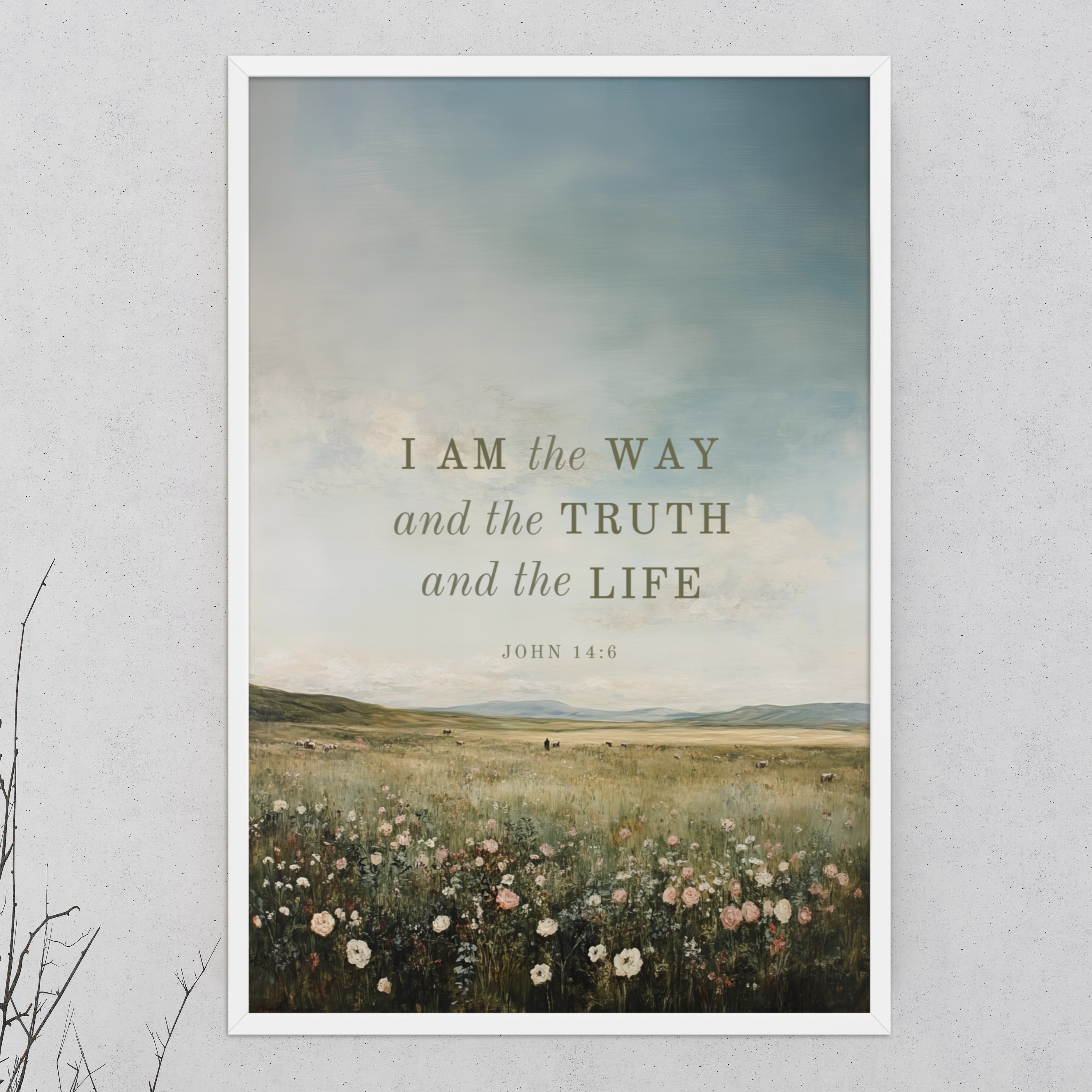 John 14:6 Meadow Scenery With Light Or Dark Text