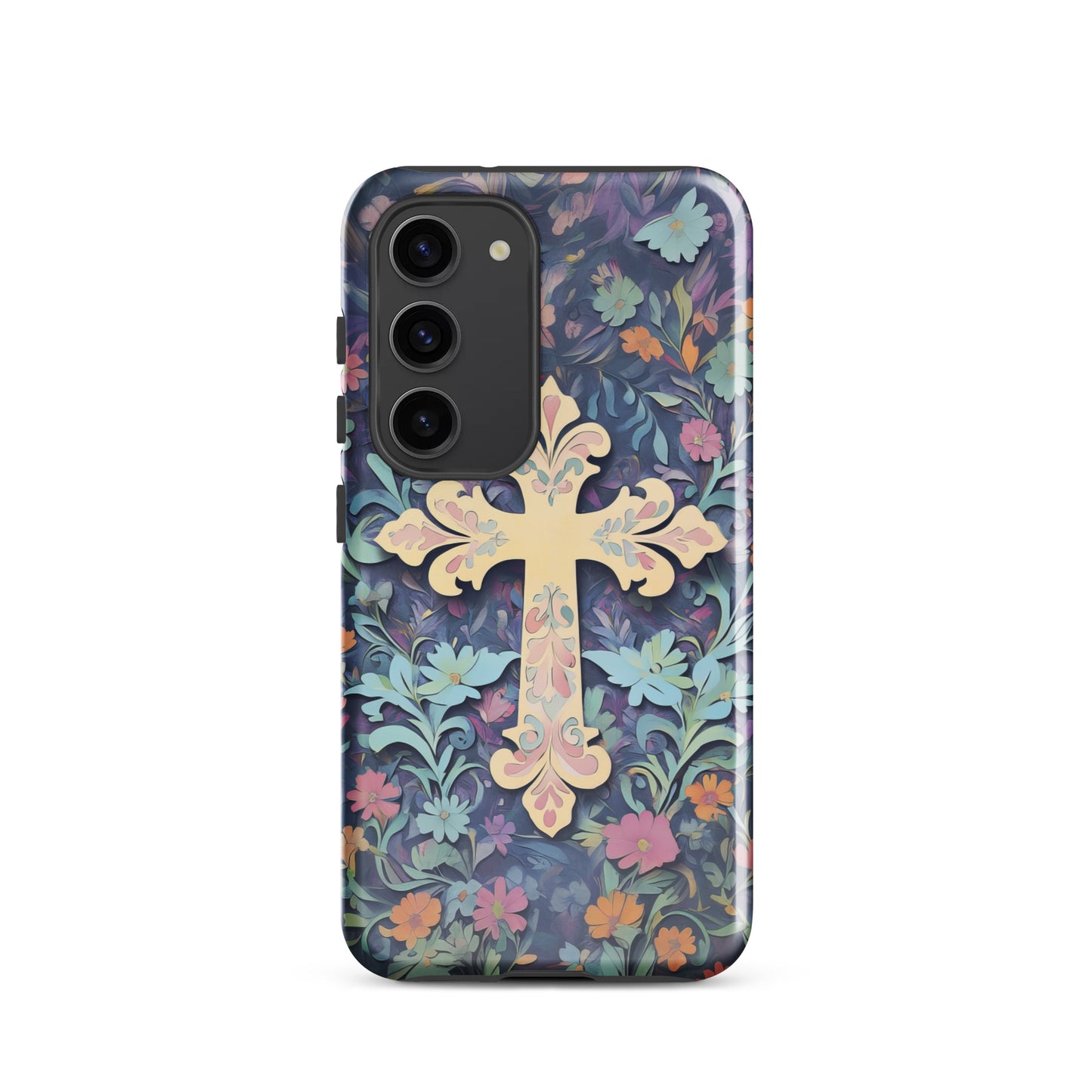 Christian Cross Floral Background – Tough Case for iPhone® & Samsung