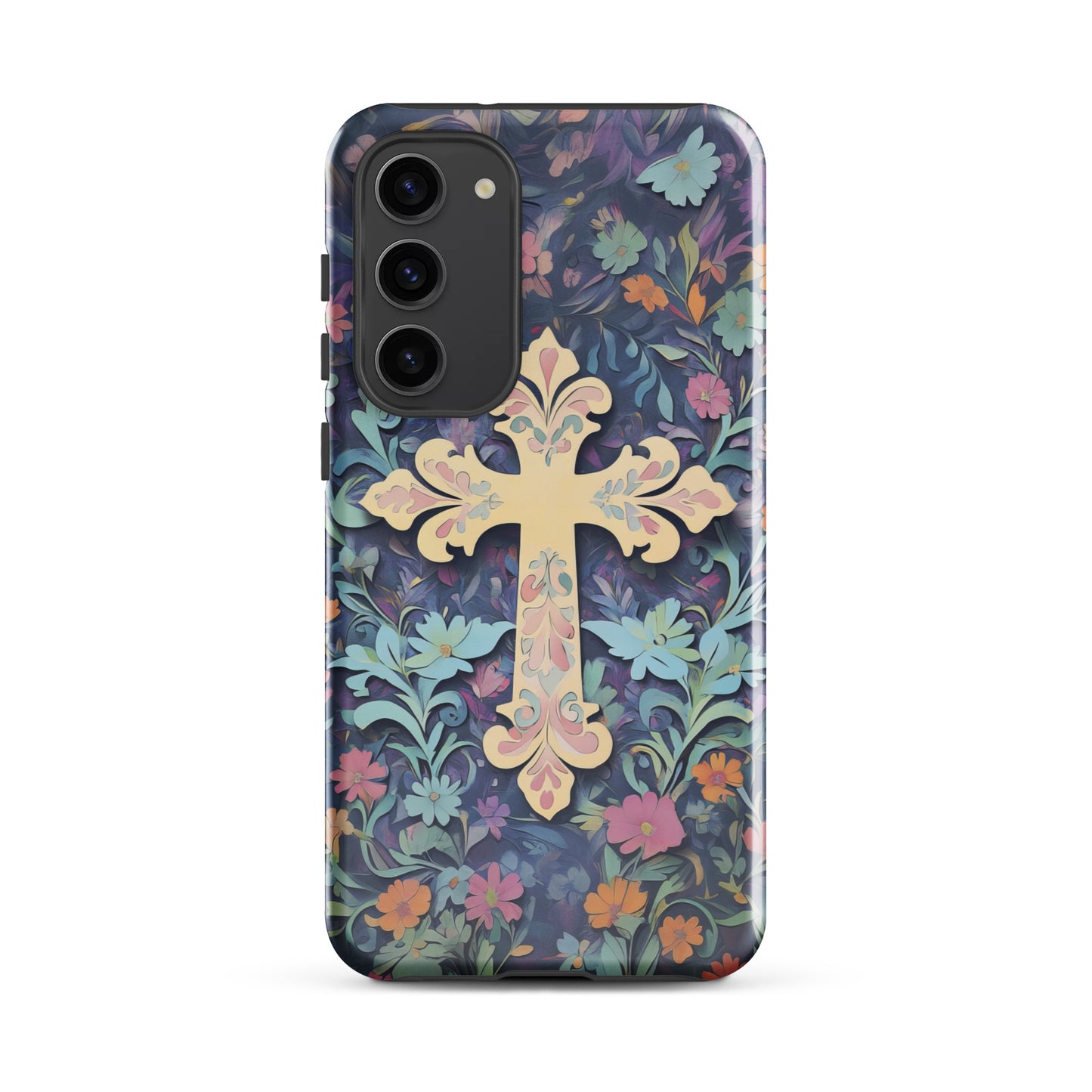 Christian Cross Floral Background – Tough Case for iPhone® & Samsung
