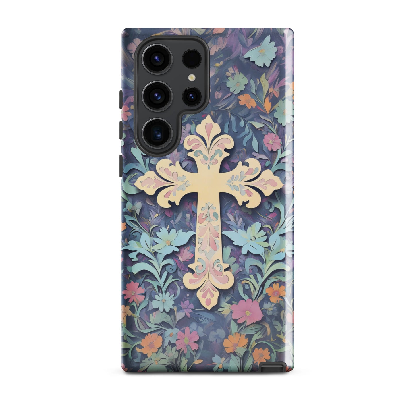 Christian Cross Floral Background – Tough Case for iPhone® & Samsung