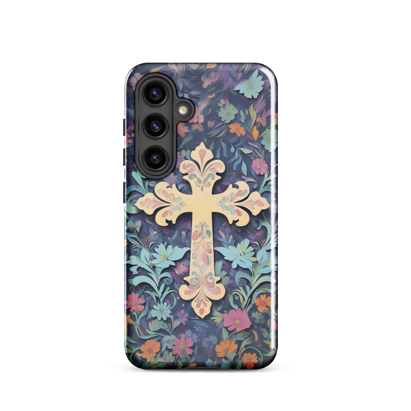 Christian Cross Floral Background – Tough Case for iPhone® & Samsung