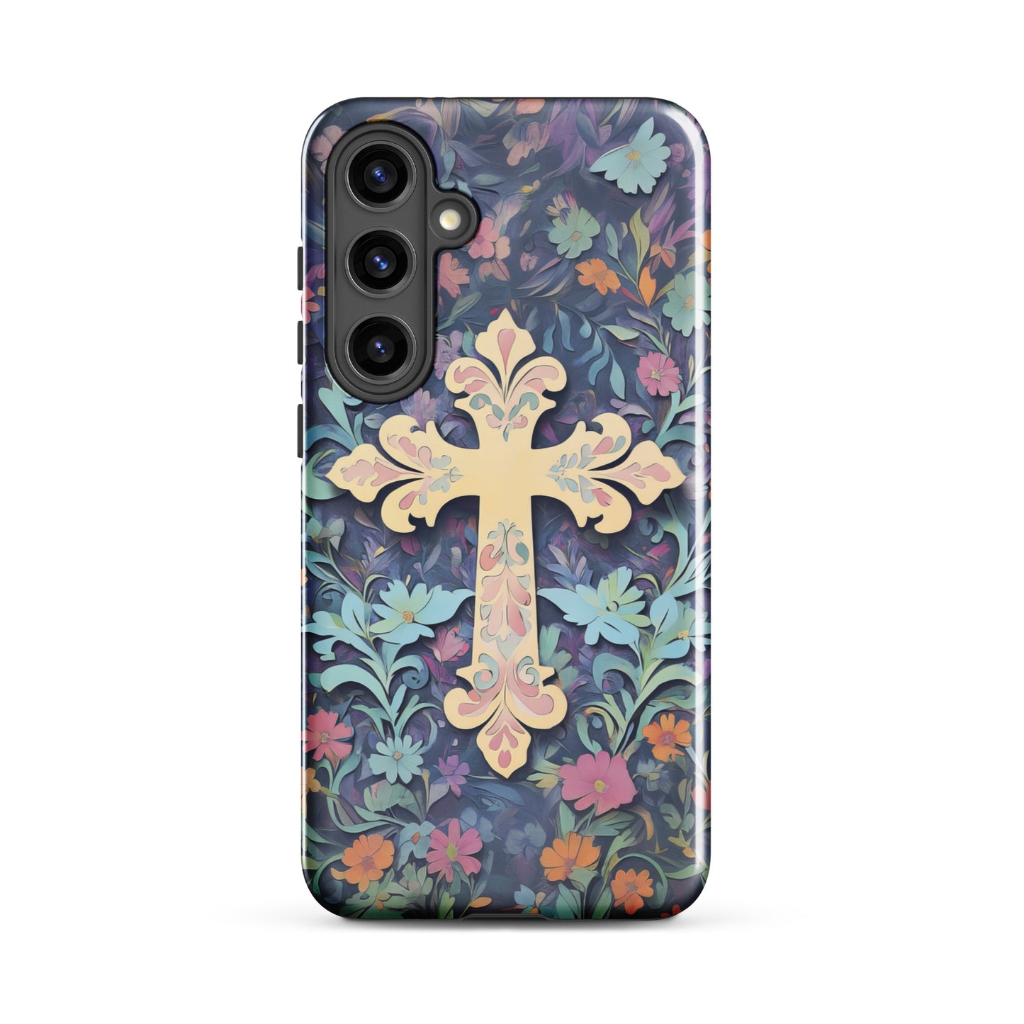 Christian Cross Floral Background – Tough Case for iPhone® & Samsung