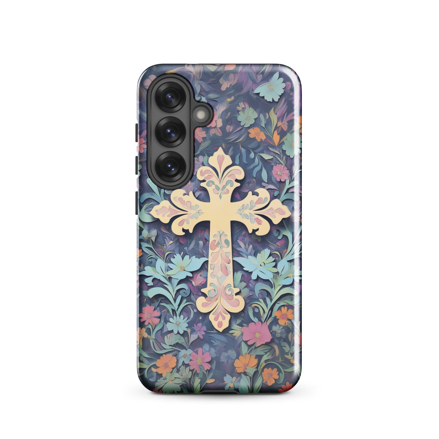 Christian Cross Floral Background – Tough Case for iPhone® & Samsung