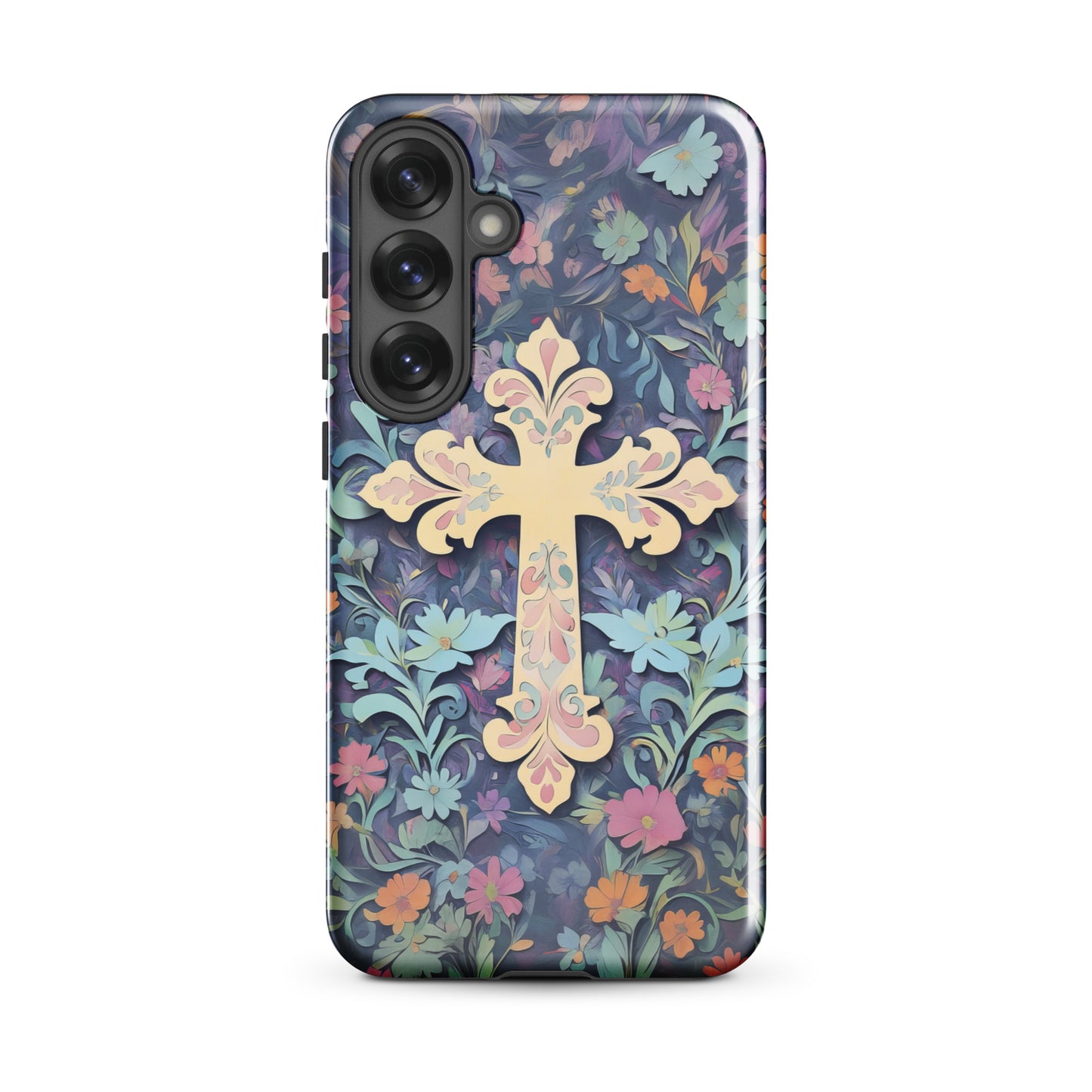 Christian Cross Floral Background – Tough Case for iPhone® & Samsung