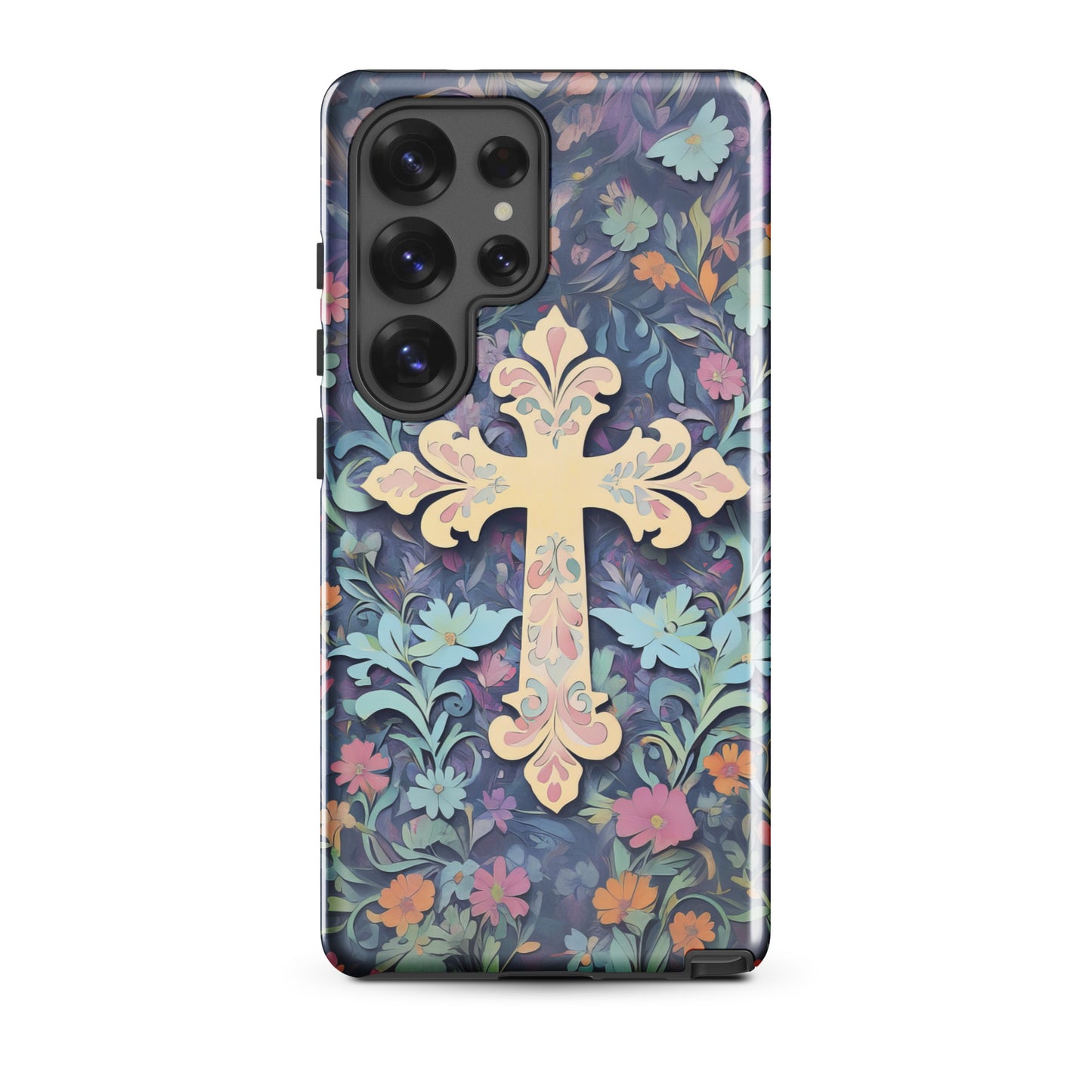 Christian Cross Floral Background – Tough Case for iPhone® & Samsung