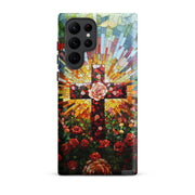 Cross of Roses - Stained Glass Style Artwork - Tough Case for iPhone and Samsung