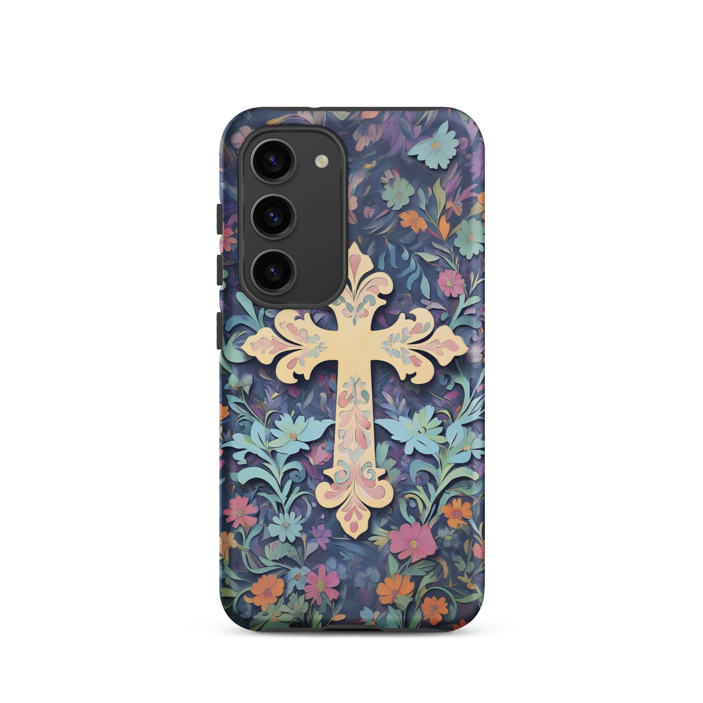 Christian Cross Floral Background – Tough Case for iPhone® & Samsung