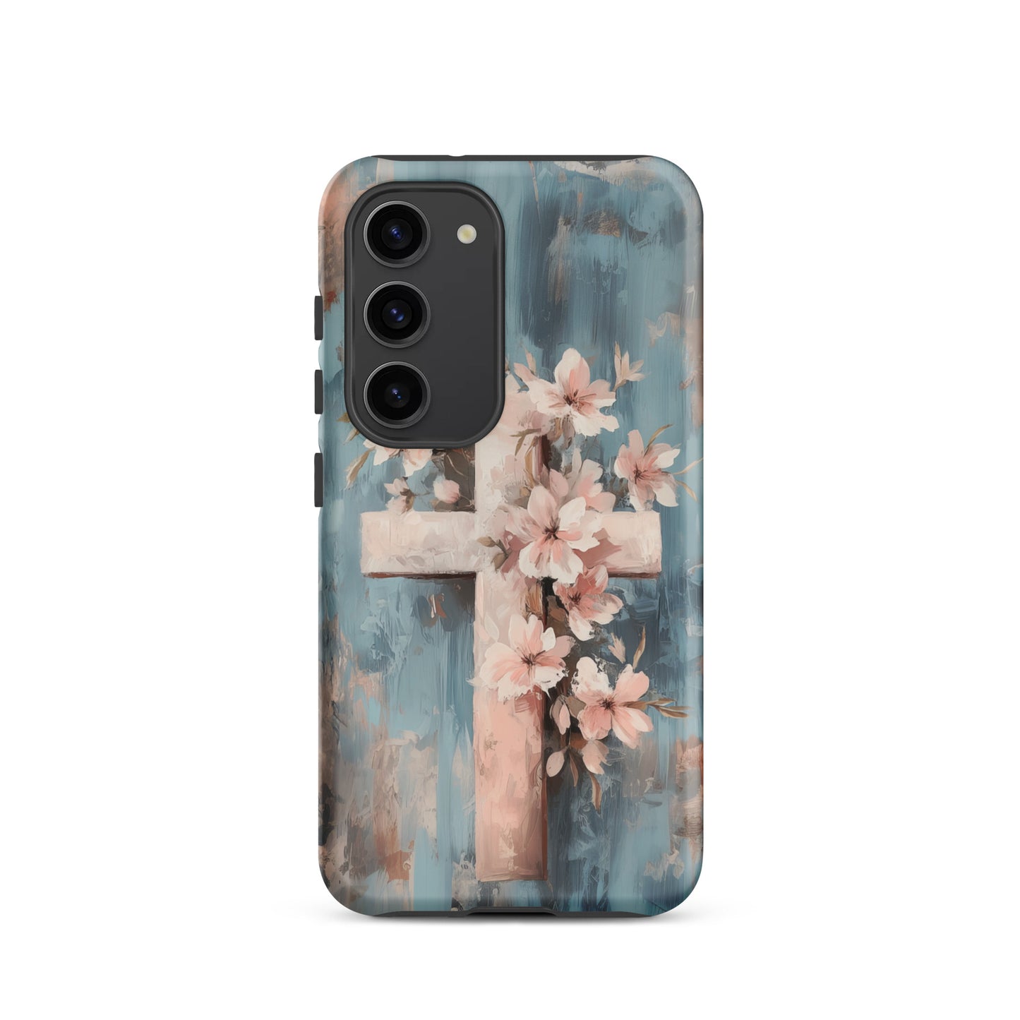 Christian Cross Floral Pink Background Tough Case for iPhone® & Samsung