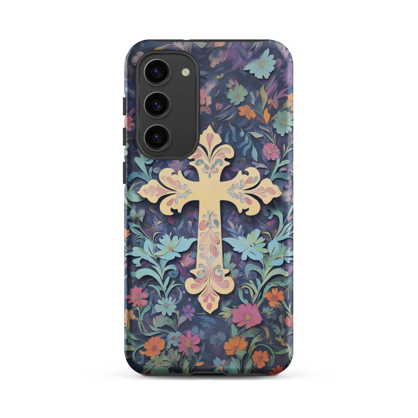 Christian Cross Floral Background – Tough Case for iPhone® & Samsung