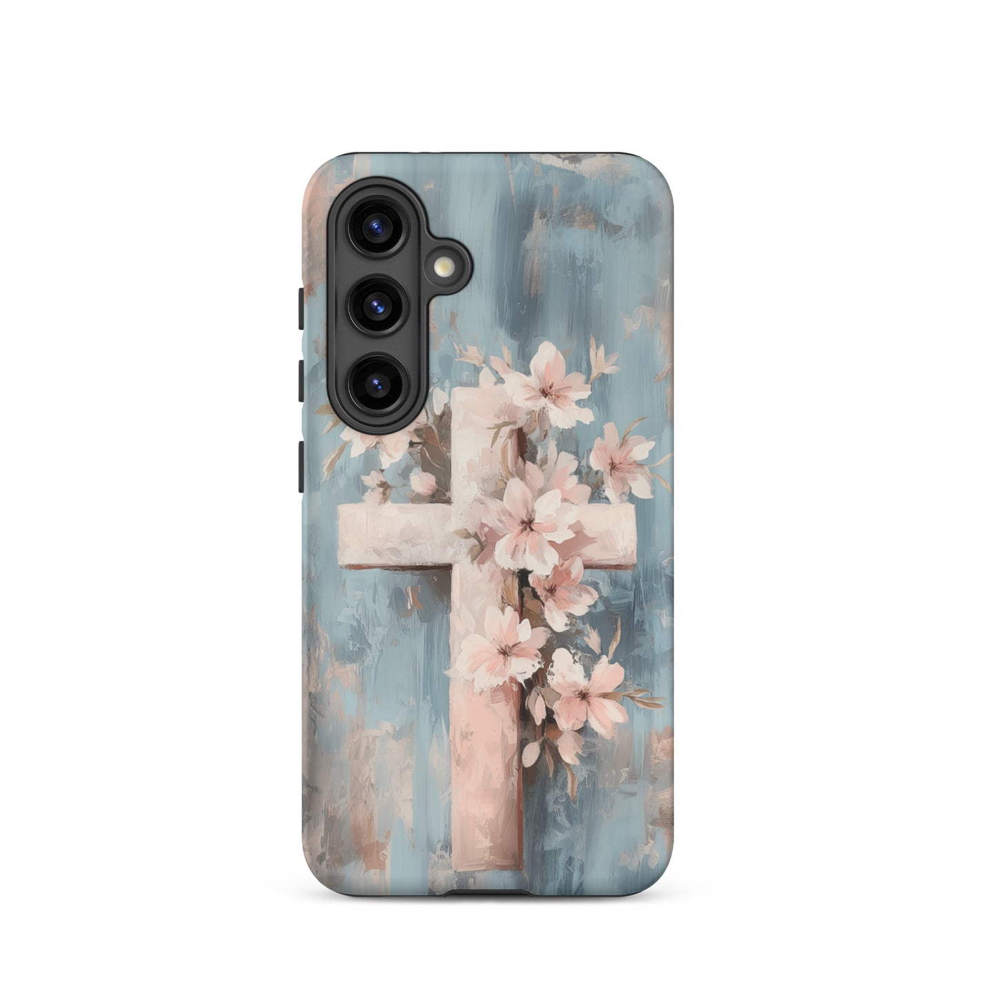 Christian Cross Floral Pink Background Tough Case for iPhone® & Samsung