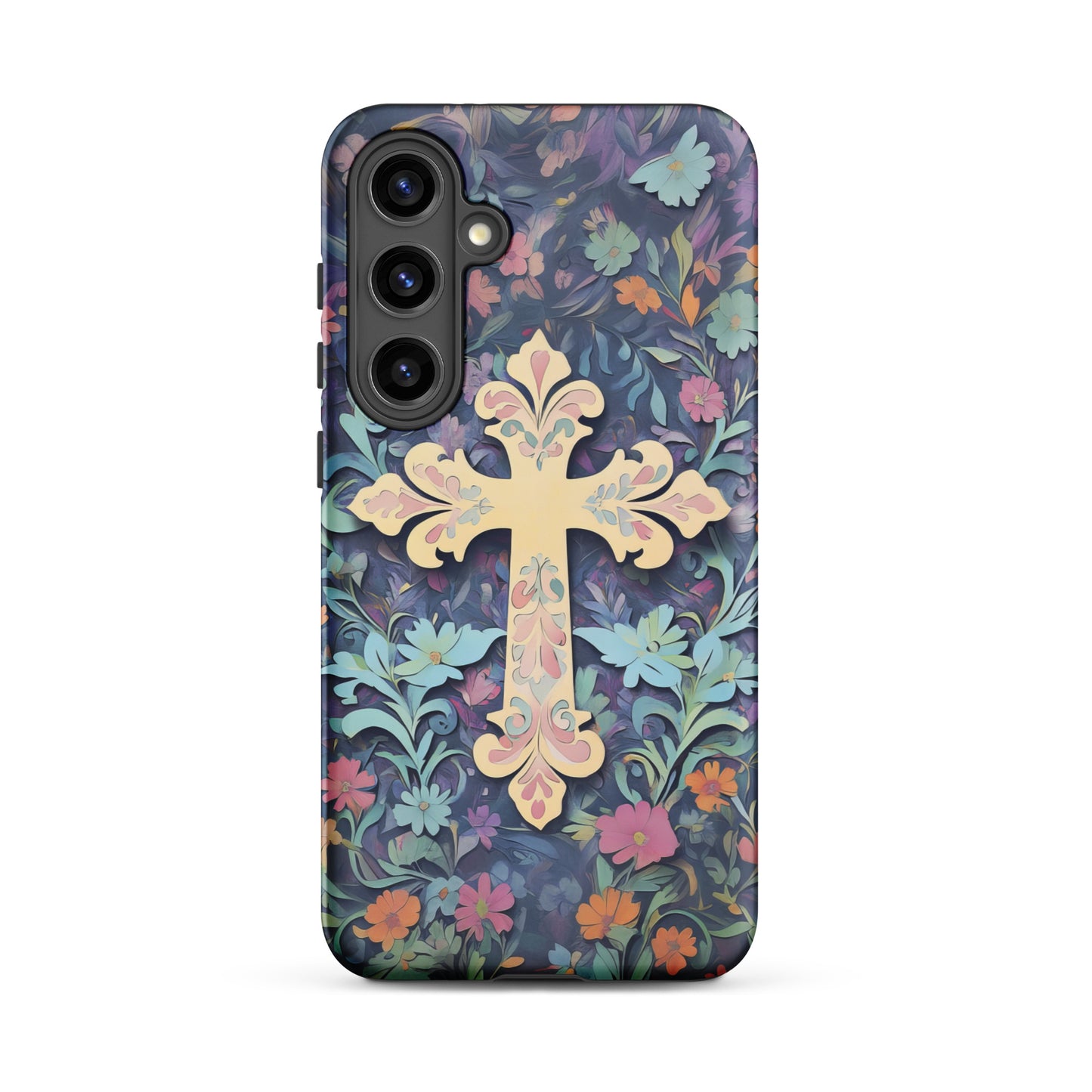 Christian Cross Floral Background – Tough Case for iPhone® & Samsung