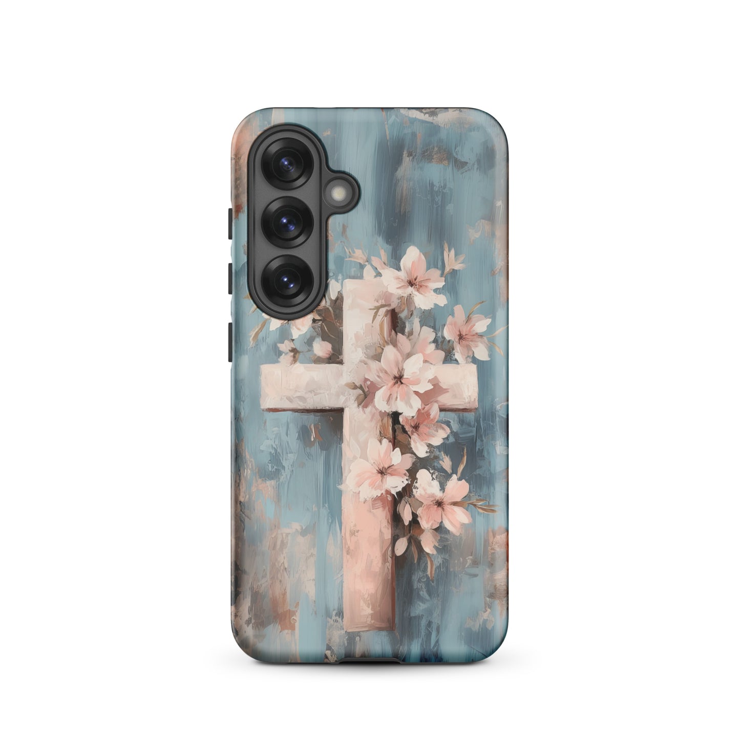 Christian Cross Floral Pink Background Tough Case for iPhone® & Samsung