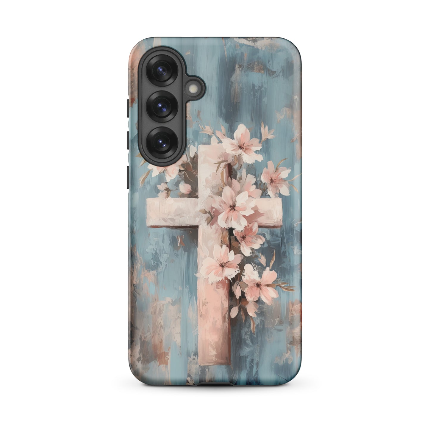Christian Cross Floral Pink Background Tough Case for iPhone® & Samsung