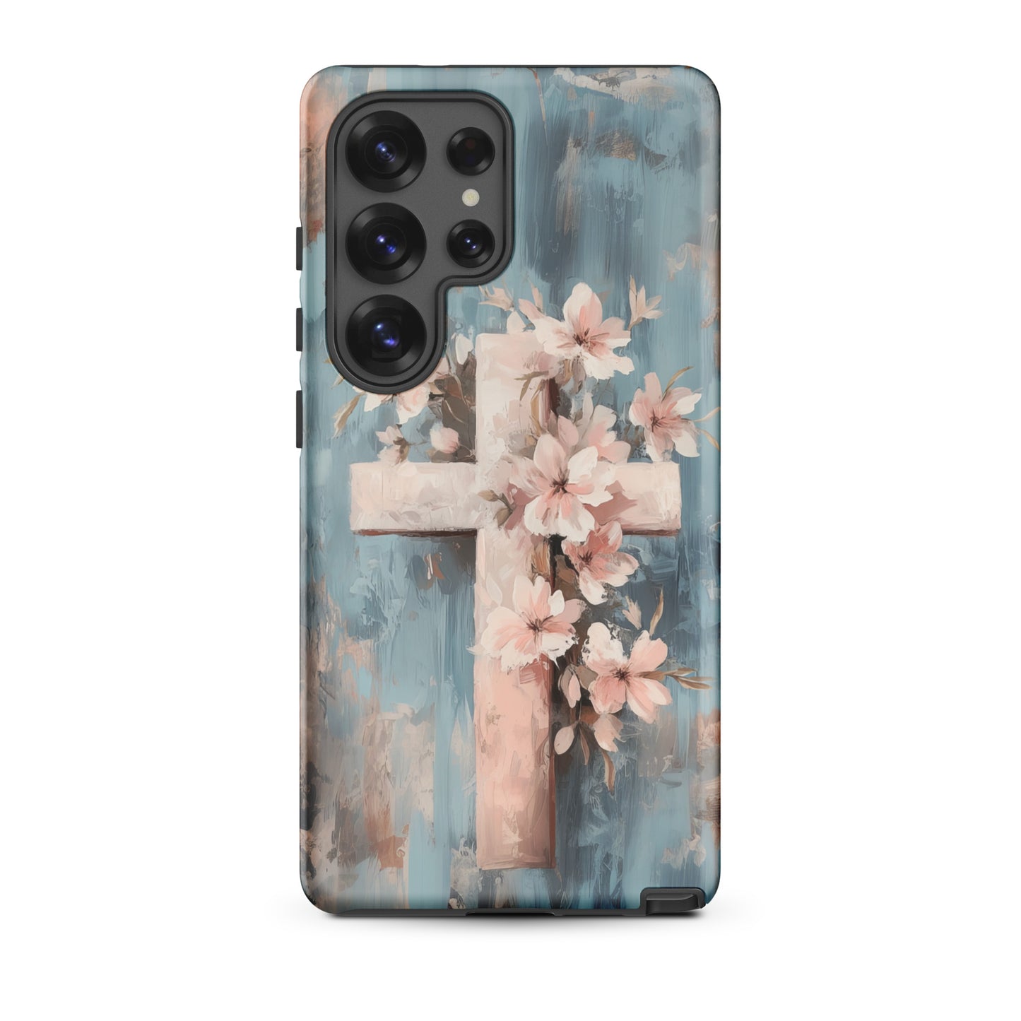Christian Cross Floral Pink Background Tough Case for iPhone® & Samsung