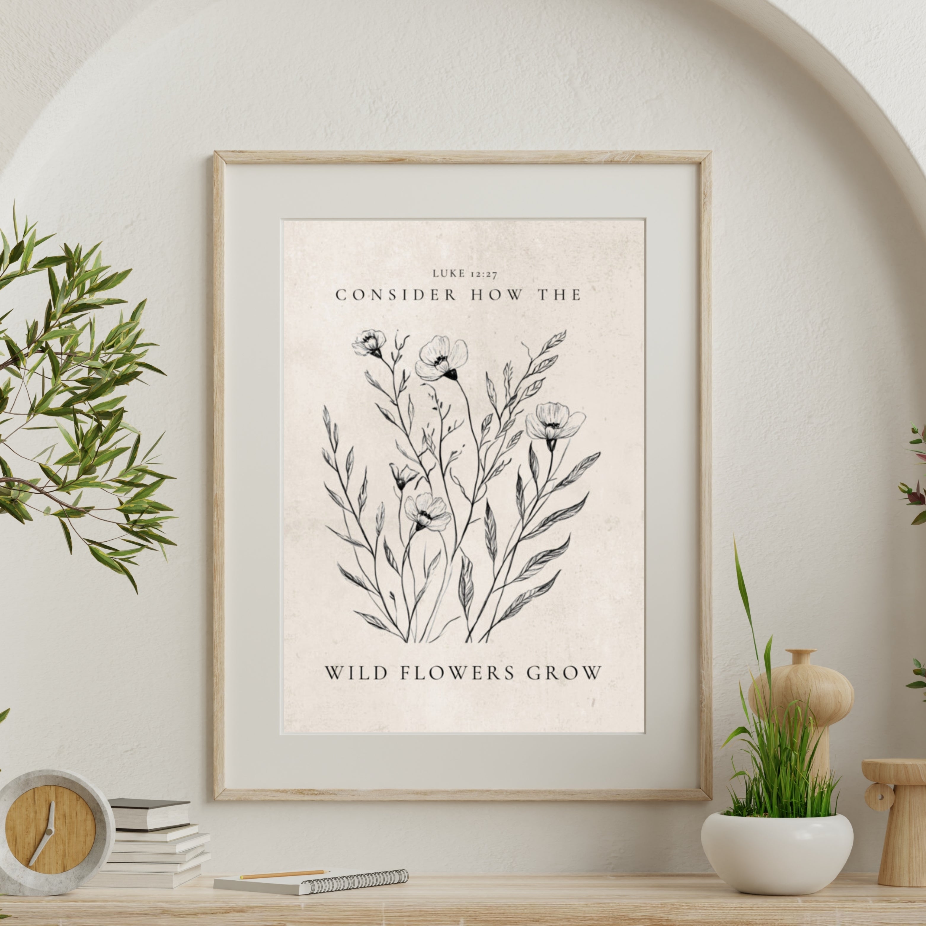 Luke 12:27 Floral On Beige Background